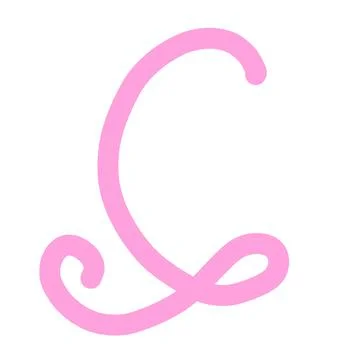 Pink Letter C Monogram, Cute Hand-Drawn Cursive Alphabet Element Stock Illustration