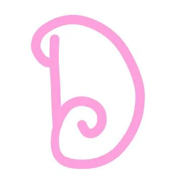 Pink Letter D Monogram, Cute Hand-Drawn Cursive Alphabet Element Stock Illustration