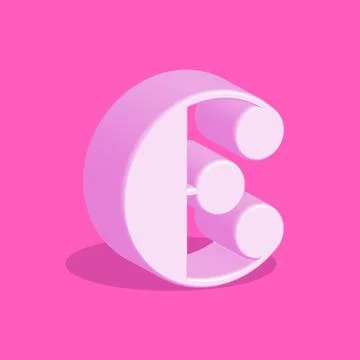 Pink letter E logo creative monogram 3d isometric shape, smooth rounded alpha Stock Illustration