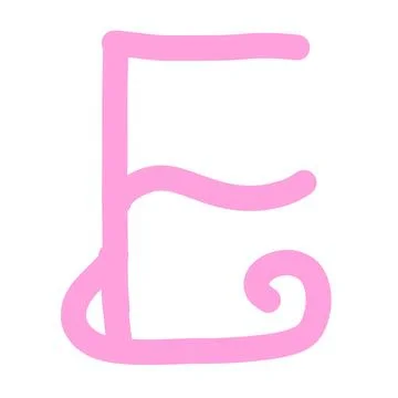 Pink Letter E Monogram, Cute Hand-Drawn Cursive Alphabet Element Stock Illustration