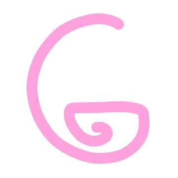 Pink Letter G Monogram, Cute Hand-Drawn Cursive Alphabet Element Stock Illustration