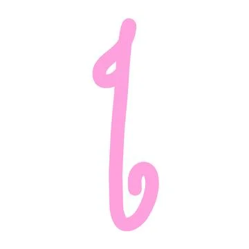 Pink Letter I Monogram, Cute Hand-Drawn Cursive Alphabet Element Stock Illustration