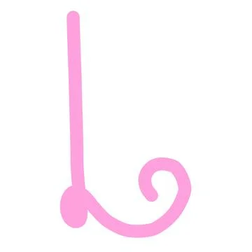 Pink Letter L Monogram, Cute Hand-Drawn Cursive Alphabet Element Stock Illustration