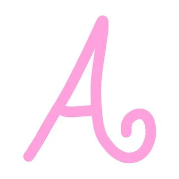 Pink Letter A Monogram, Cute Hand-Drawn Cursive Alphabet Element Stock Illustration