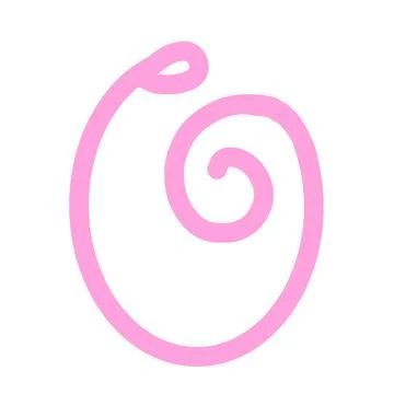 Pink Letter O Monogram, Cute Hand-Drawn Cursive Alphabet Element Stock Illustration