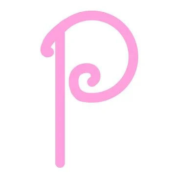 Pink Letter P Monogram, Cute Hand-Drawn Cursive Alphabet Element Stock Illustration