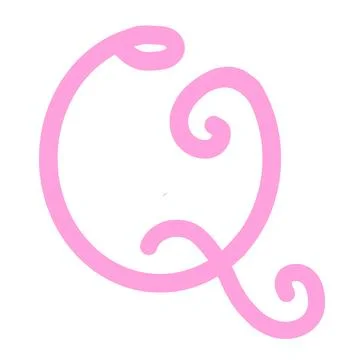 Pink Letter Q Monogram, Cute Hand-Drawn Cursive Alphabet Element Stock Illustration