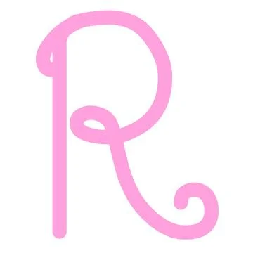 Pink Letter R Monogram, Cute Hand-Drawn Cursive Alphabet Element Stock Illustration