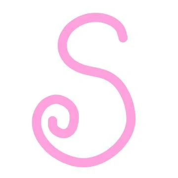 Pink Letter S Monogram, Cute Hand-Drawn Cursive Alphabet Element Stock Illustration