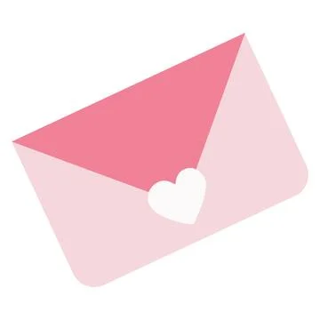 Pink Letter vector icon. Hand drawn closed Envelope with heart stamp. Roman.. Stock Illustration
