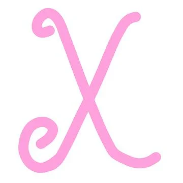 Pink Letter X Monogram, Cute Hand-Drawn Cursive Alphabet Element Stock Illustration