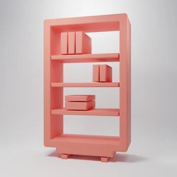 Pink Library bookshelf icon isolated on pink background. Minimalism concept.. Stockillustratie