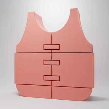 Pink Life jacket icon isolated on pink background. Life vest icon. Extreme .. Stock Illustration