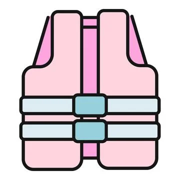 Pink life vest vector icon illustrating water safety Stock Illustration