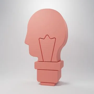 Pink Light bulb with concept of idea icon isolated on pink background. Ener.. Stock Illustration