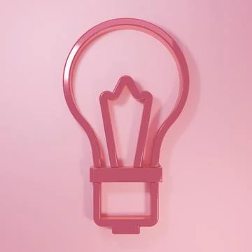 Pink Light bulb with concept of idea icon isolated on pink background. Ener.. Stock Illustration