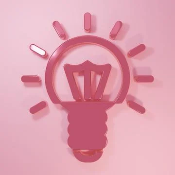 Pink Light bulb with concept of idea icon isolated on pink background. Ener.. Stock Illustration