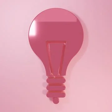 Pink Light bulb with concept of idea icon isolated on pink background. Ener.. Stock Illustration