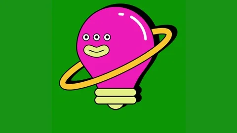 Pink light bulb green background ring around green screen animated chromakey Stock Footage 314064949