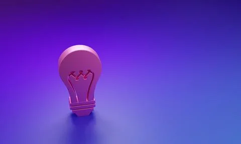 Pink Light bulb icon isolated on purple-blue background. Energy and idea sy.. Stock Illustration