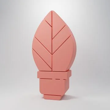 Pink Light bulb with leaf icon isolated on pink background. Eco energy conc.. Stock Illustration