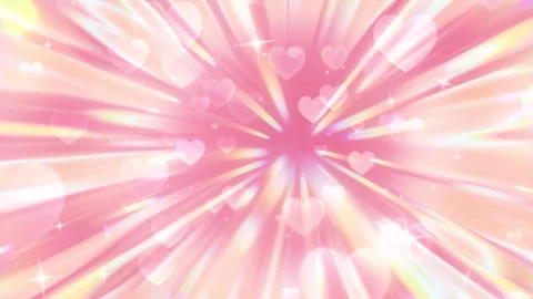 Pink Light Burst Rays Hearts Sparkle Loop Vibrant Valentine Background Stock Footage 341828563