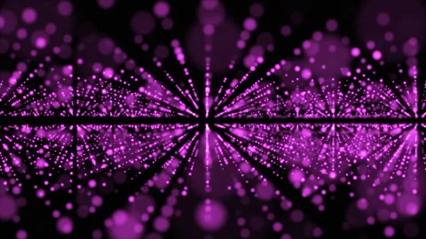Pink light rays and shining particles on dark background. Endless mirror tunnel Stock Footage 243136781