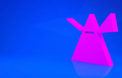 Pink Light rays in prism icon isolated on blue background. Ray rainbow spectr 스톡 일러스트