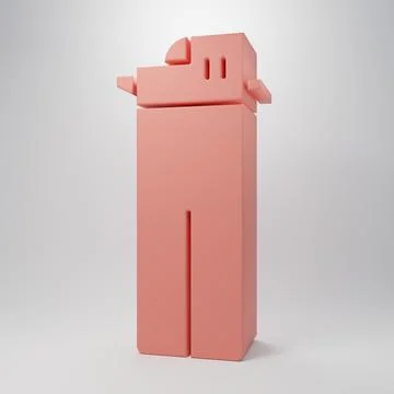Pink Lighter icon isolated on pink background. Minimalism concept. 3D rende.. Stock Illustration