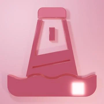 Pink Lighthouse icon isolated on pink background. Minimalism concept. 3D re.. Stock Illustration