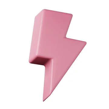Pink lightning bolt high quality 3D render illustration icon. Stock Illustration