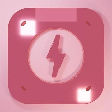 Pink Lightning bolt icon isolated on pink background. Flash sign. Charge fl.. Stock Illustration