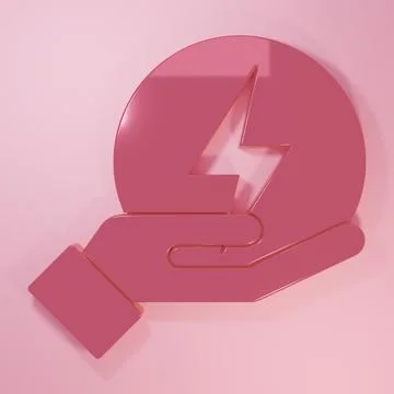 Pink Lightning bolt icon isolated on pink background. Flash sign. Charge fl.. Stock Illustration