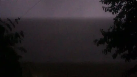 Pink Lightning Strikes in the Sky, view from the Forest Stock Footage 112632228