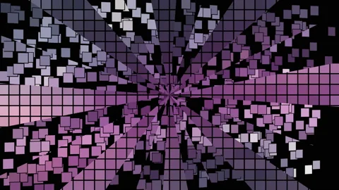 Pink lilac abstract background. Animation of floating pixels, divided into Stock Footage 155756664