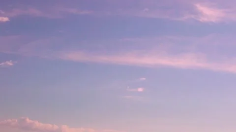Pink Lilac Cirrus Light Clouds in the Sunset Clear Pure Blue Sky Slow Motion Tim Stock Footage 232589391