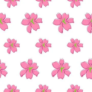 Pink Lilly seamless pattern. flower background vector illustration. Stock Illustration