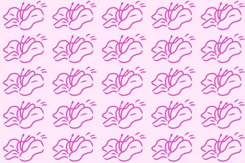 Pink Lily Flower Doodle Repeat Pattern Stock Illustration