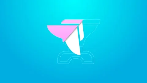 Pink line Anvil for blacksmithing and hammer icon isolated on blue background Stock Footage 168584483