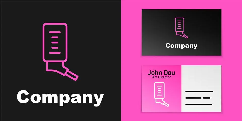 Pink line Automatic drinker for small pets icon isolated on black backgroun.. Illustrazione stock