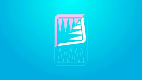 Pink line Backgammon board icon isolated on blue background. 4K Video motion Stock Footage 144897223