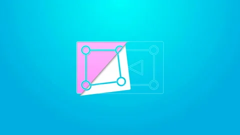 Pink line Billiard table icon isolated on blue background. Pool table. 4K Video Stock Footage 144575164