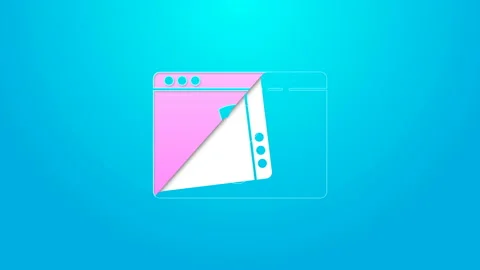Pink line Browser with question mark icon isolated on blue background. Internet Stock Footage 144641645