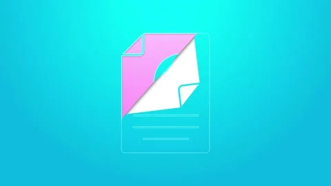 Pink line Eco paper with leaf icon isolated on blue background. Suitable for Stock Footage 154736339