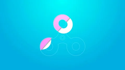 Pink line Fidget spinner icon isolated on blue background. Stress relieving toy Stock Footage 144793728