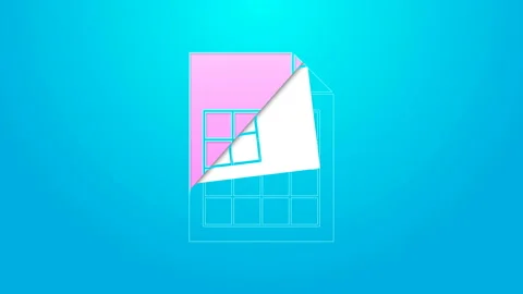 Pink line File document icon isolated on blue background. Checklist icon Stock Footage 144643846