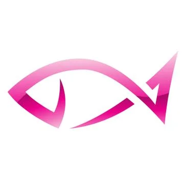 Pink Line Fish Icon Stock Illustration