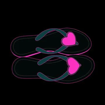 Pink line flip flops on black Stock Illustration