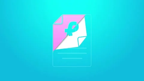 Pink line Function mathematical symbol icon isolated on blue background. 4K Stock Footage 154732080