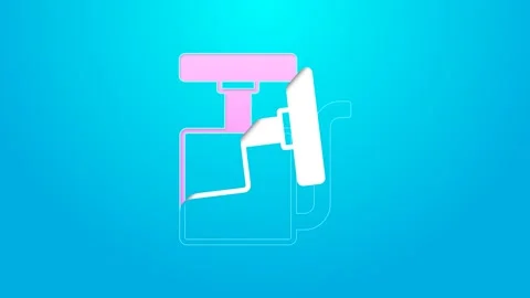 Pink line Handle detonator for dynamite icon isolated on blue background. 4K Stock Footage 159317817